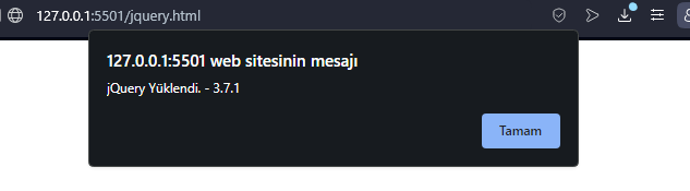 jQuery loaded message